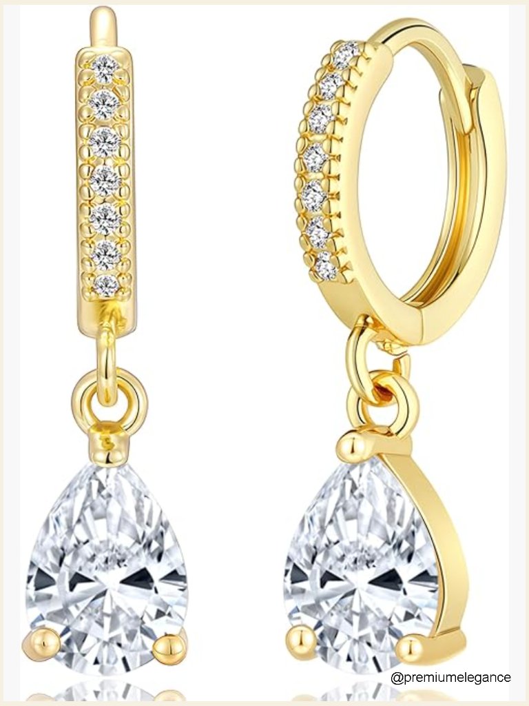 Birthstone Hoop Earrings Dangle Huggie Earrings For Women